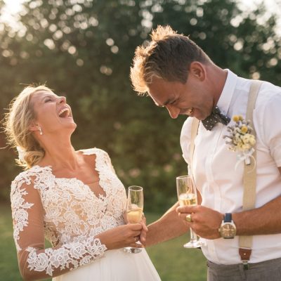 newlyweds at seaside villa wedding in Crete