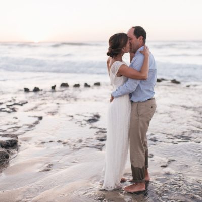 wife & husband at vow renewal on the beach