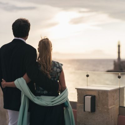couple's photo session after vow renewal ceremony in Crete