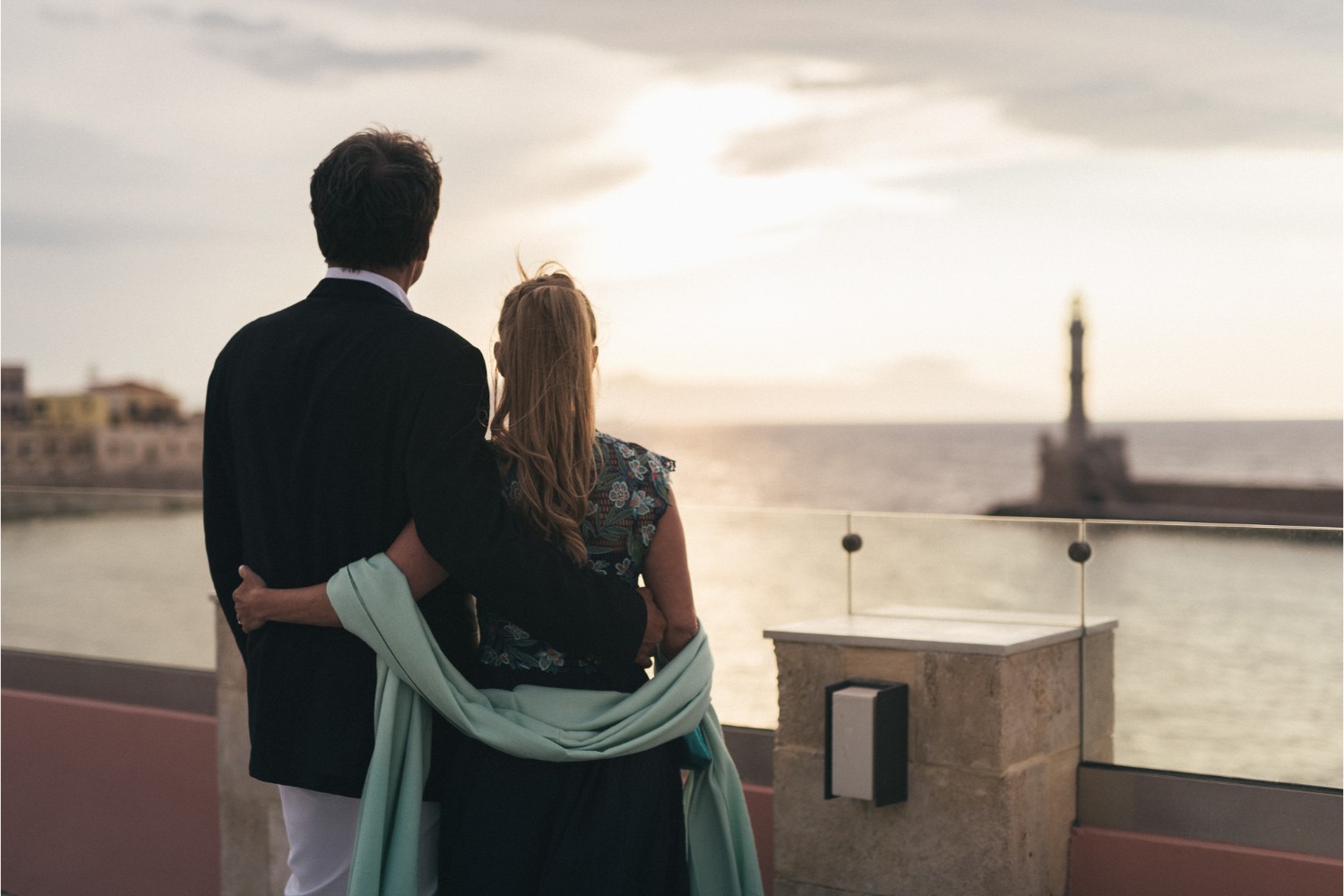 couple's photo session after vow renewal ceremony in Crete