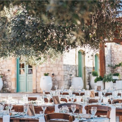 wedding reception at rustic estate in Crete