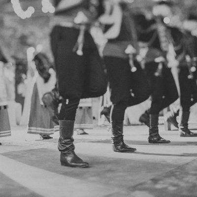 Cretan traditional dancers at winery wedding