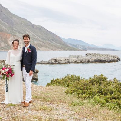 bride & groom in Cretan seaside village