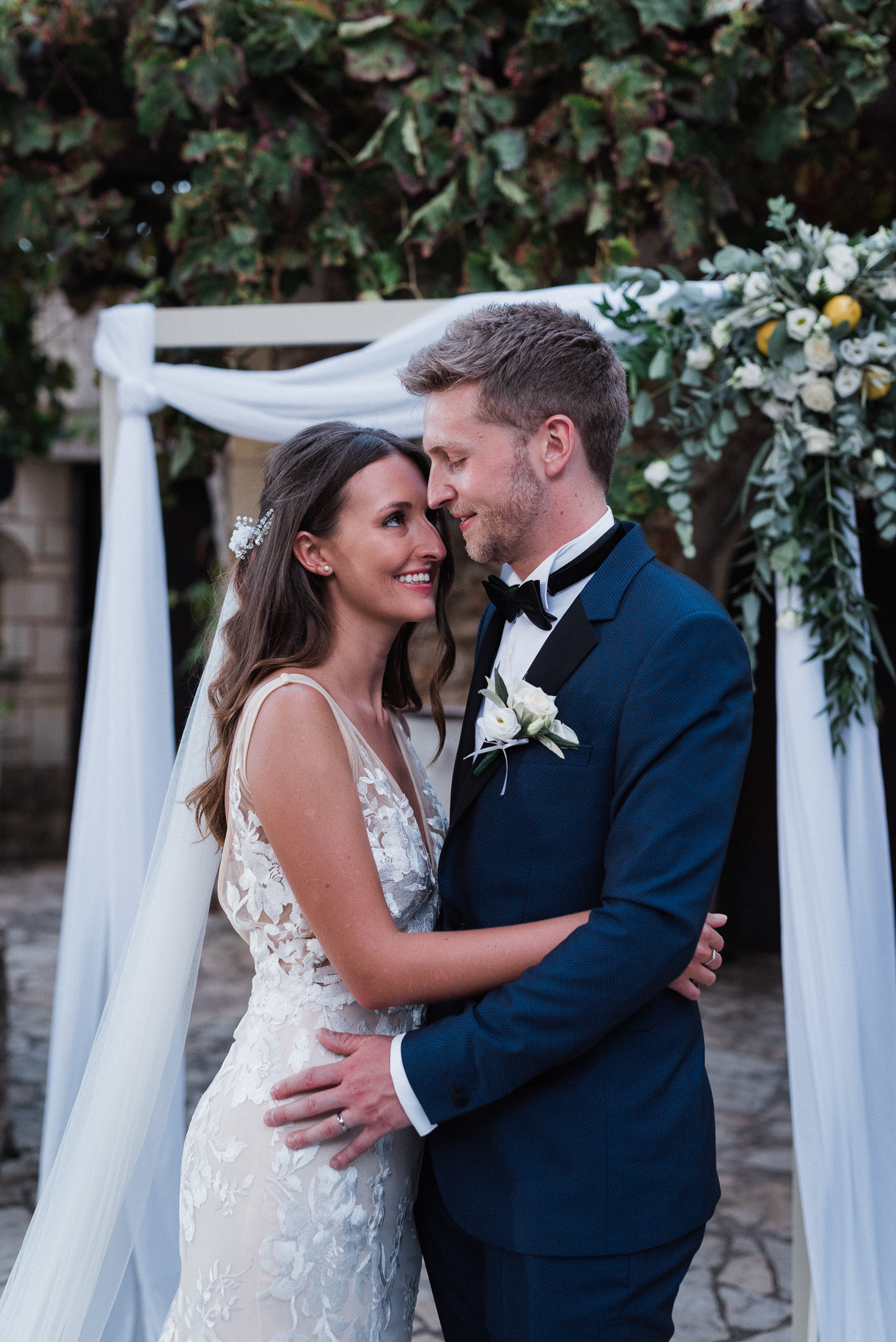 newlyweds portrait at winery wedding