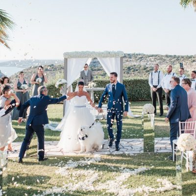 ceremony at villa wedding in Crete