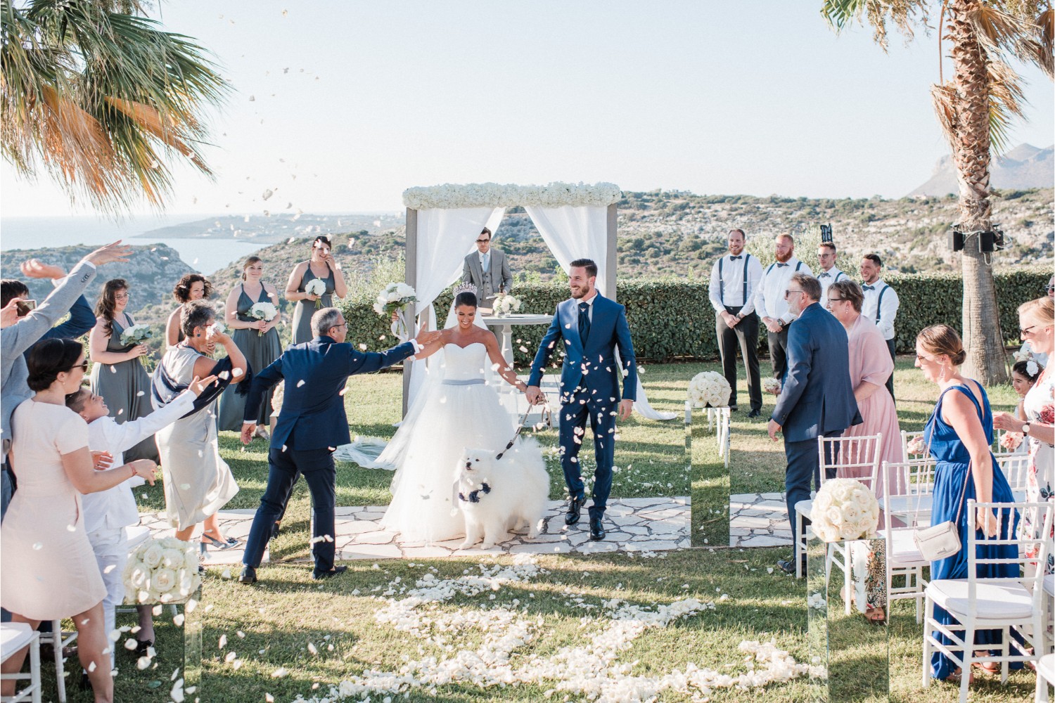 ceremony at villa wedding in Crete