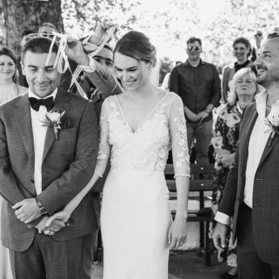 bride & groom at church wedding ceremony in Crete