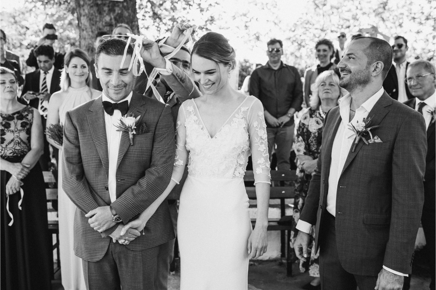 bride & groom at church wedding ceremony in Crete