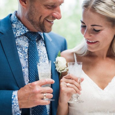 after-ceremony toast at rustic wedding in Crete