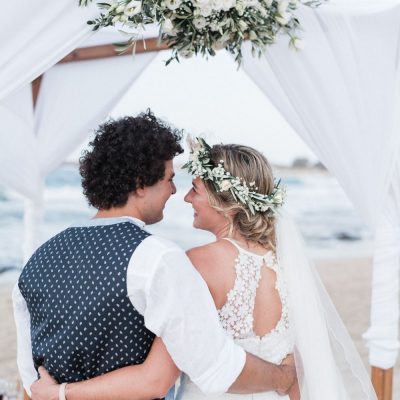 wedding ceremony at beach wedding in Crete