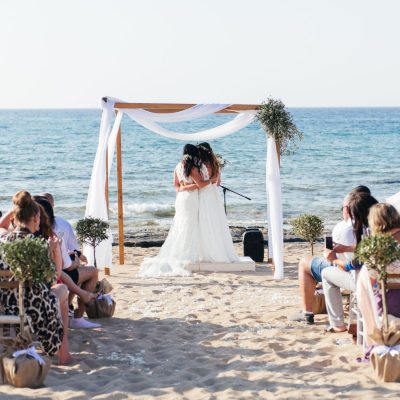 same-sex beach wedding ceremony in Crete