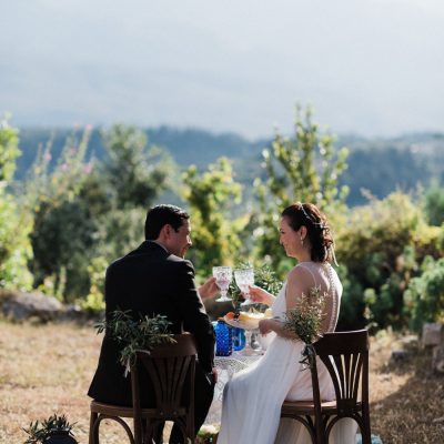 after-ceremony picnic at Greek chapel elopement in Crete