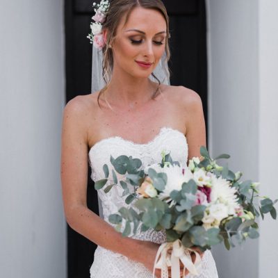 bridal portrait at winery wedding in Crete