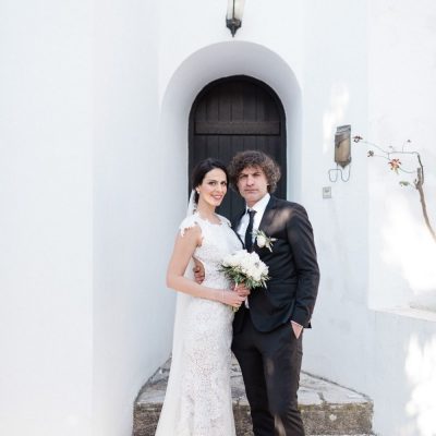 newlyweds at winery wedding in Crete