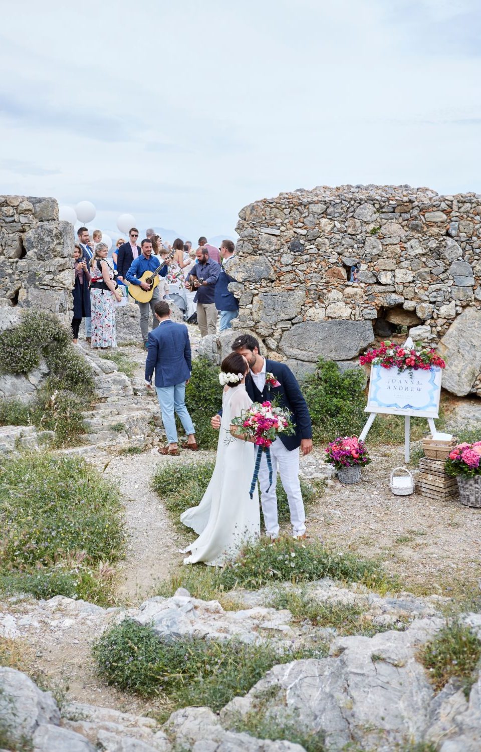 newlyweds after ceremony at wedding in Crete