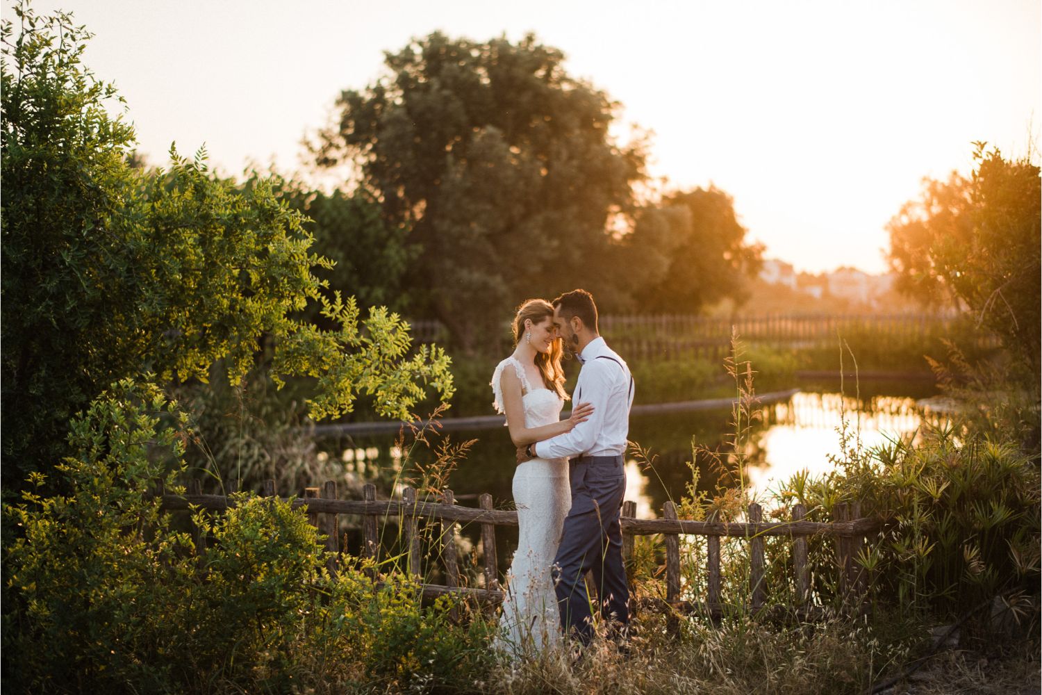 newlyweds' photo session after the ceremony at rustic wedding in Crete