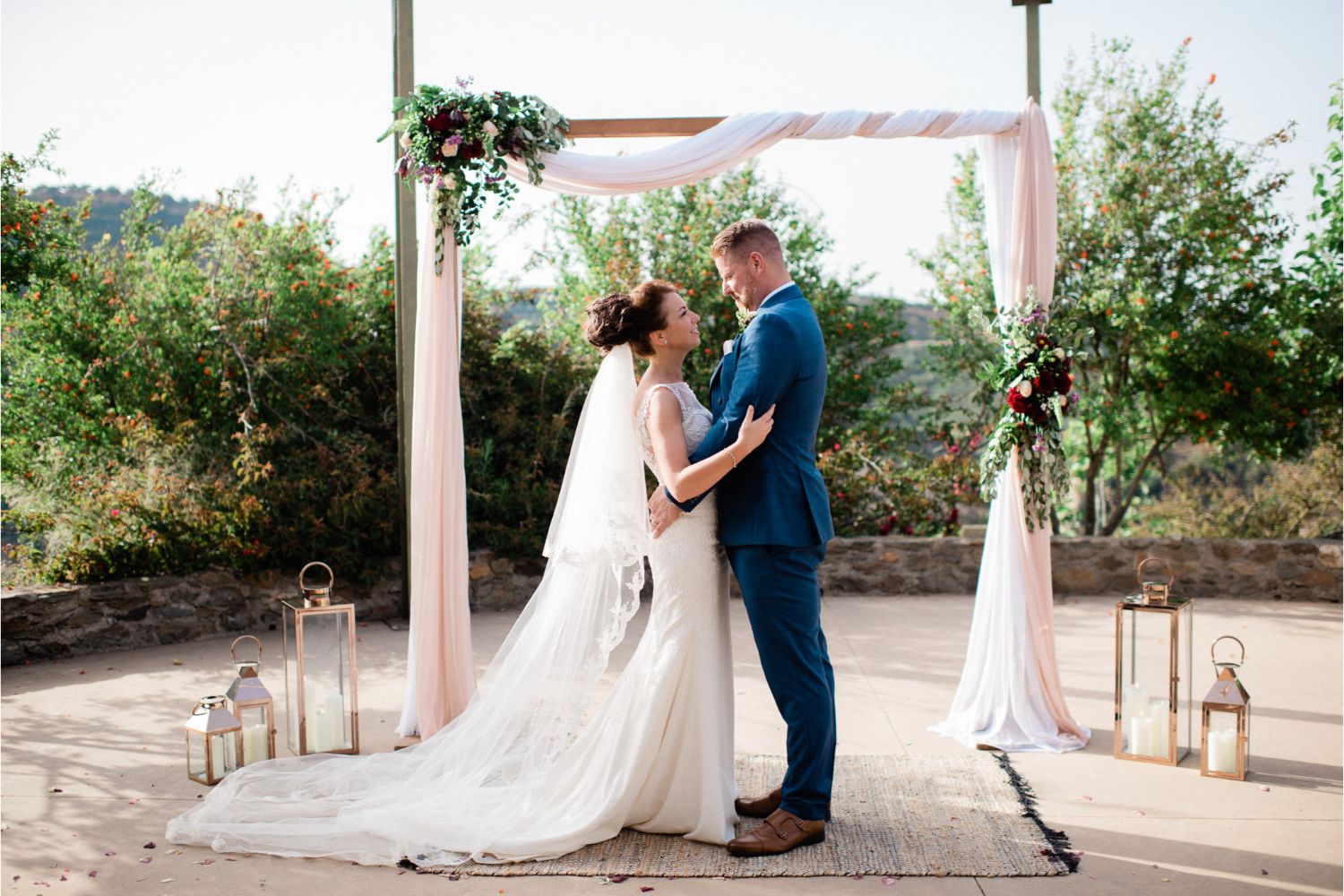 wedding ceremony at exotic gardens in Crete